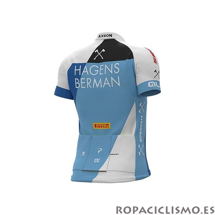2020 Maillot Hagens Berman Axeon Tirantes Mangas Cortas Azul Blanco